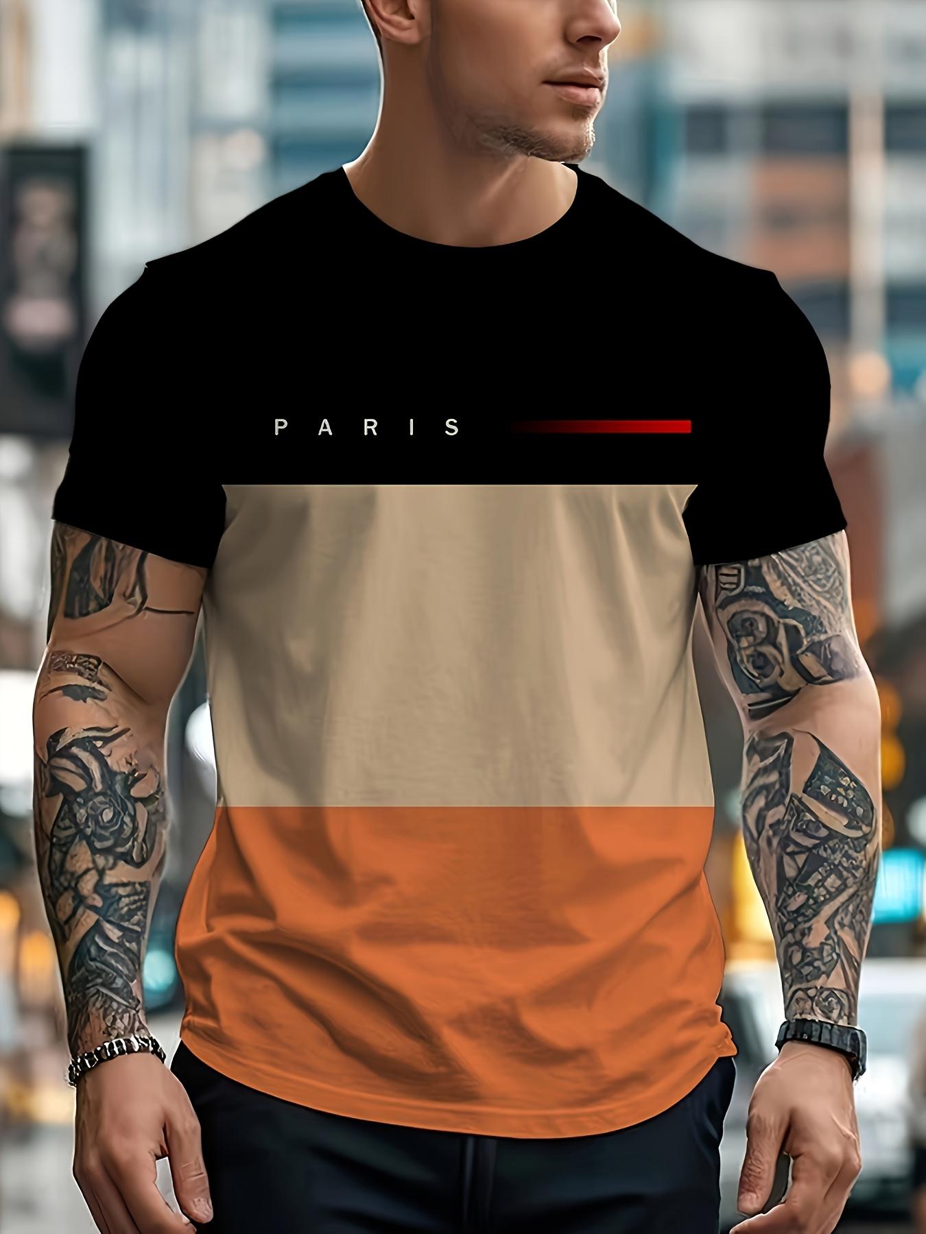 Men s Paris Letter Graphic 3D Print T-Shirt - Color-Bloc L дубильная кора