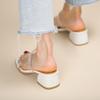 Fashion New Summer Transparent Thick Middle Heel Sandals for Women Outer Wear Fashion Flip Flops Slip on Sandalias Mujer Casual Sapatos