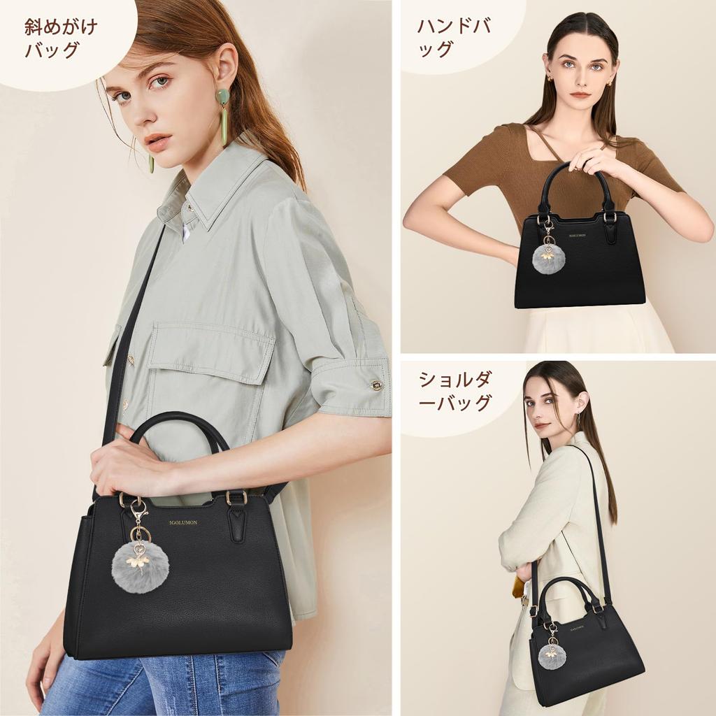 Shoulder Bag for Large 3 Shoulder Water with Bottom Commuter Black [IGOLUMON] Women, Crossbody, Handbag, Capacity, Colors, Bag, Repellent, Studs,