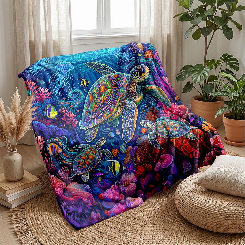 Oceanic Mandala Theme blanket Lightweight Warm Flannel Blanket Decorative Throw Blanket for Home Decoration