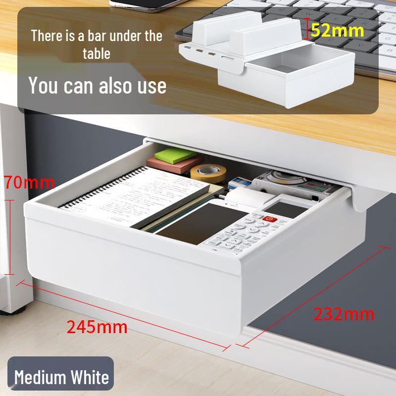 Niewidoczny organizer pod biurko: Bez wiercenia szuflada na artykuły biurowe