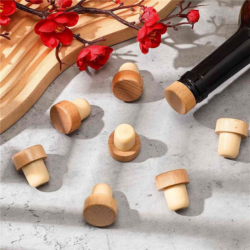 ABWR-40 Pieces T Shape Wine Corks Tasting Corks T Shape Wine Corks With Beech Top Wooden Wine Bottle Stopper Stoppers Bottle