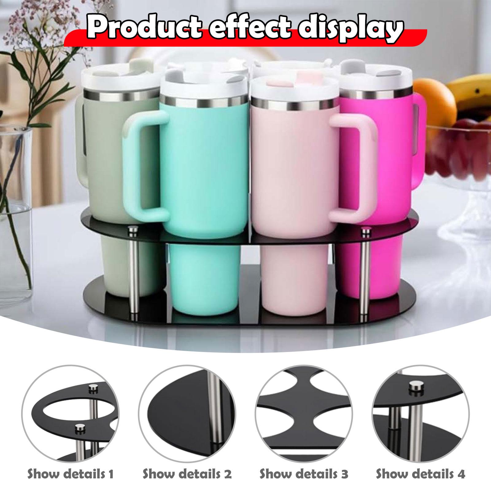 

Cup Holder 6 Slots Cup Accessories Tumbler Holder Organizer Storage Rack for 20 30 40oz Tabletop Shelf