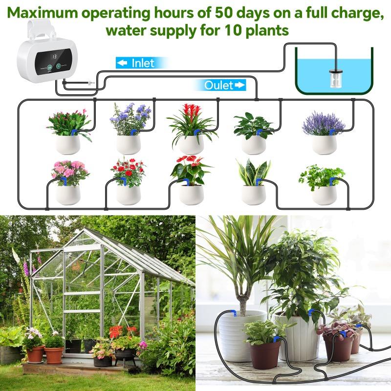 Indoor Automatic Drip Irrigation System,Self Plant Watering Device,300 Timed Watering Programes 10 Drip Tips Etc Drip Accessory
