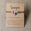 12 Zodiac Signs Natural Stone Handmade Braided Bracelet Minimalist Woven Jewelry for Women Men
