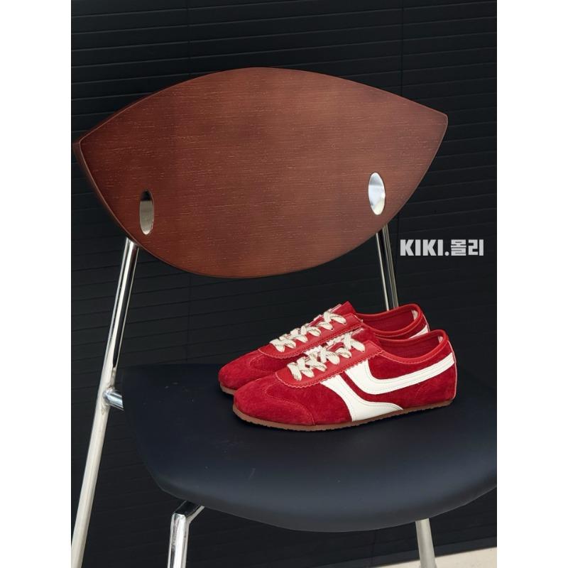 

Red women s new spring versatile casual sports soft-soled leather board shoes 36