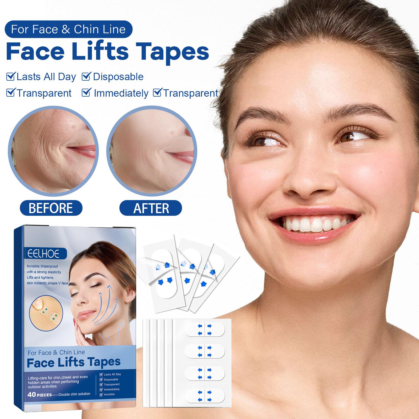 EELHOE Facial Invisible Toning Mask Reduces facial fine lines, lines of command, skin sagging, tightens, lifts - V-shaped mask 40pcs