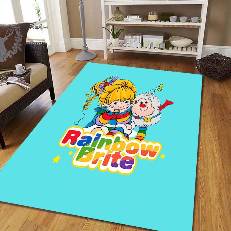 Rainbow Brite2 Flannel Pattern Square Carpet,Area Rug,Carpet Rug for Living Room Bedroom Sofa Playroom Decor,Non-slip Floor Mat