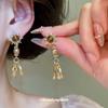 Antique Resin Pearl Tassel Stud Earrings - Silver Needle, High-End Retro Fashion for Women