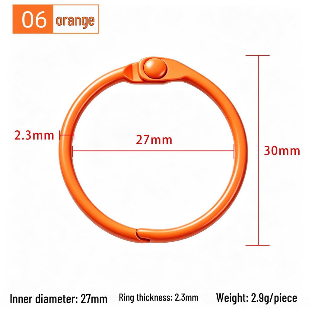 30mm Colorful Metal Book Ring & Keychain Buckle - DIY Open Jump, Loose-Leaf & Card Holder