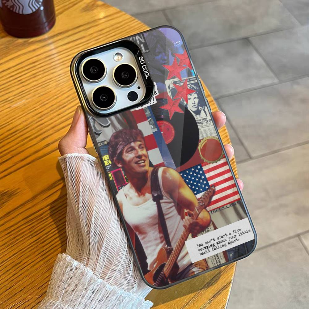 Guitarist B-Bruce S-Springsteen 80s Phone Case For iPhone17, 16,15,14,13,12 Pro Max Black Candy Matte Shockproof Cover