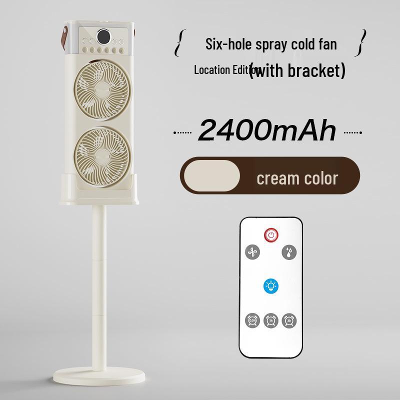 Six/Five-hole Desktop Cold Air Fan & Humidifier with Remote Control for Office/Dorm.
