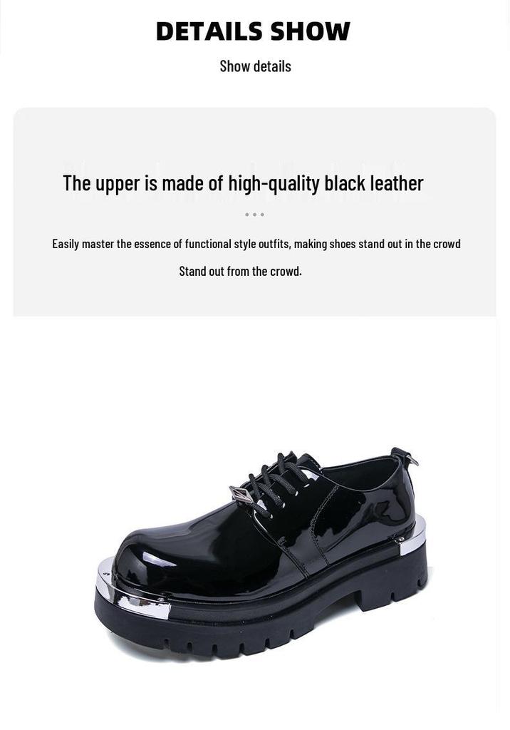 Plus Size Men's Fashion Lace-Up Leather Shoes - Casual Student Board Shoes with Height Increasing Loafers
