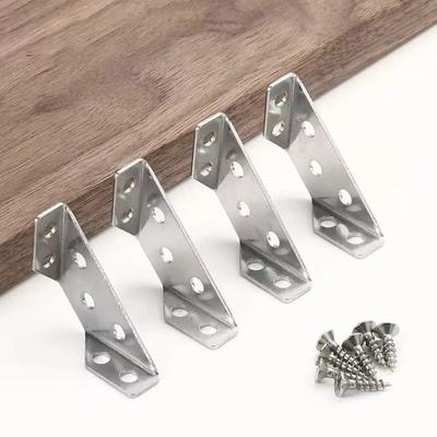 4/10set Corner Brackets Stainless Steel Furniture Angle Shelf Connector Cabinet Support Fixing Frame Corner Brace with Screw