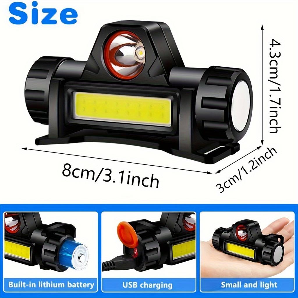 Mini Rechargeable LED Headlamp with COB and XPE Waterproof Magnetic Lightweight Head Flashlight, Adjustable for Camping, Fishing, Hiking, Outdoor Use