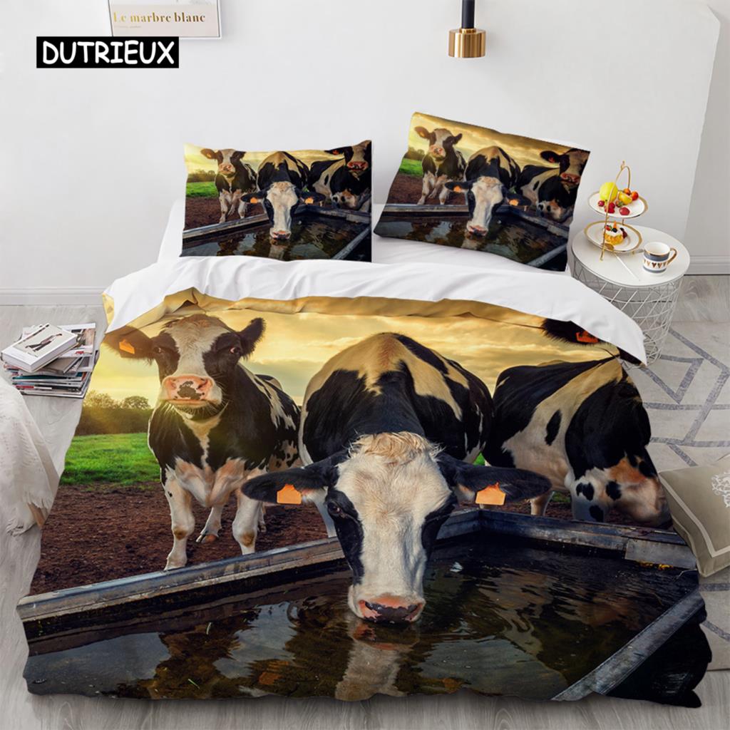 

Комплект пододеяльников с изображением коровы из горной породы, забавный комплект одеяла с изображением животных из фермы для детей, мальчиков, коров, горных лугов, размер Queen, 2/3 шт., пододеяльник EU single(135x200cm)