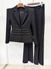 Spot 2026 Celebrity Temperament Slim Fit Two-Piece Suit with Copper Chain and Beaded Long Pants