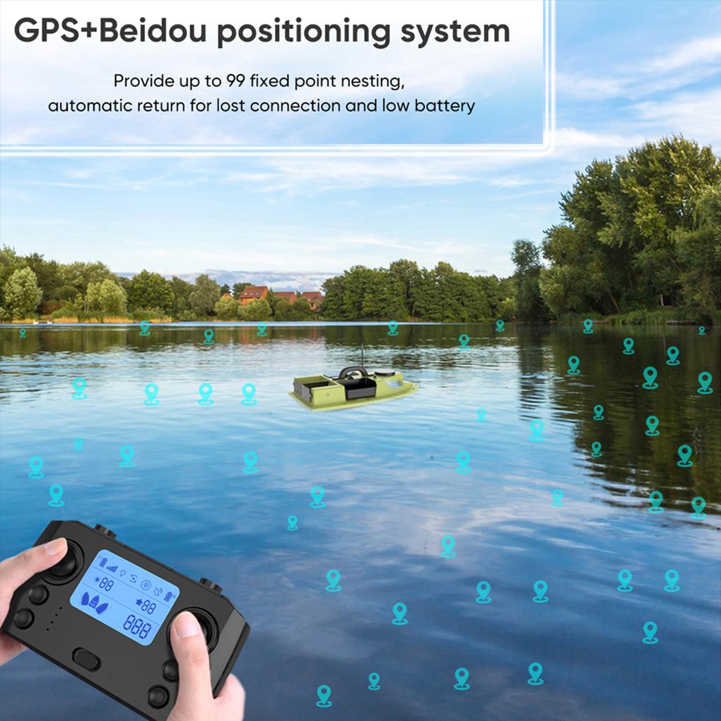 GPS Wireless RC Fishing Bait Boat 500m Control with 4 Bait Containers 2KG Payload Fish Finder Automatic Cruise Route Correctio