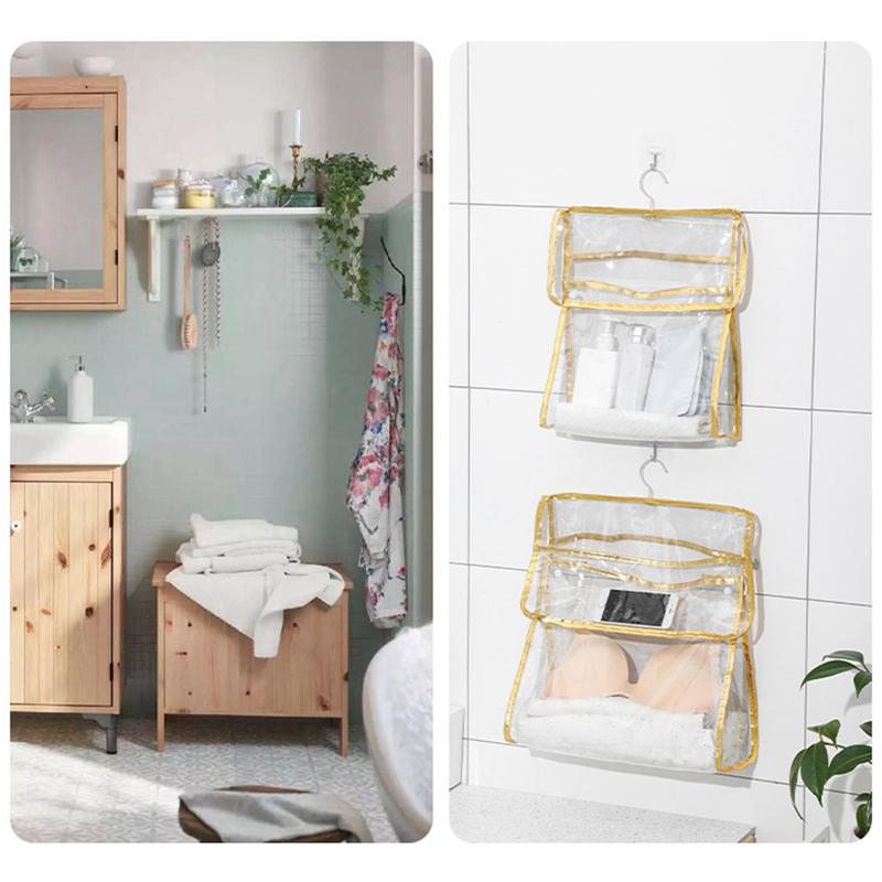 PVC Waterproof Wall Hanging Bag Towel Clothes Storage Bag Mobile Phone Bag Toiletries Organizer Bathroom Shower Accessories
