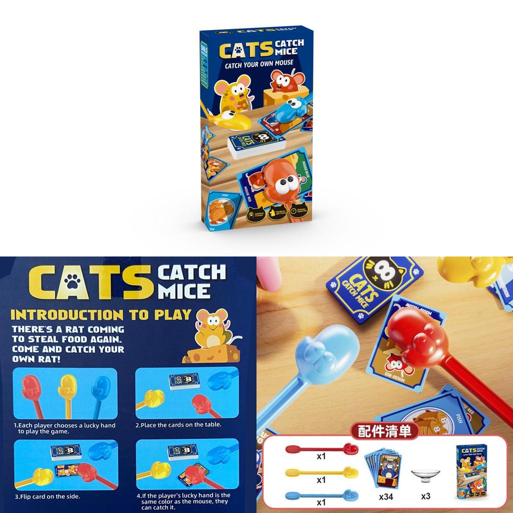 Cat Catch Mouse Board Game With Plastic Cards For Parent Child Interactive Play In Family Gatherings