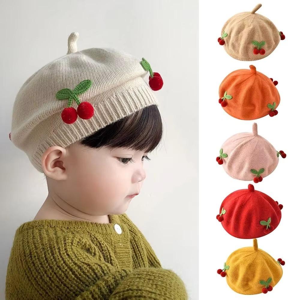 Winter Baby Berets Cherry Newborn Bonnet Hats Lovely Knitted Pumpkin Hat Winter/Autumn