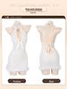 Man Yan Sexy Halter Deep V Plush Tie-Up Sheep Dress Uniform Set