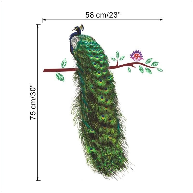 Animals Flower On Branch Feathers Wall Stickers 3d Vivid Wall Decals Home Decor Art Decal Poster Ani