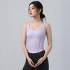 Women's Yoga Tank Top with Chest Pads - Stylish Back Design, Slim Fit, Wearable Outdoors, Perfect for Summer Fitness.