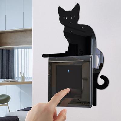 Wandaufkleber mit Spiegeleffekt, kreativ, lichtecht, Heimdekoration, Halloween, 3D, süßer Katzen-Türrahmen