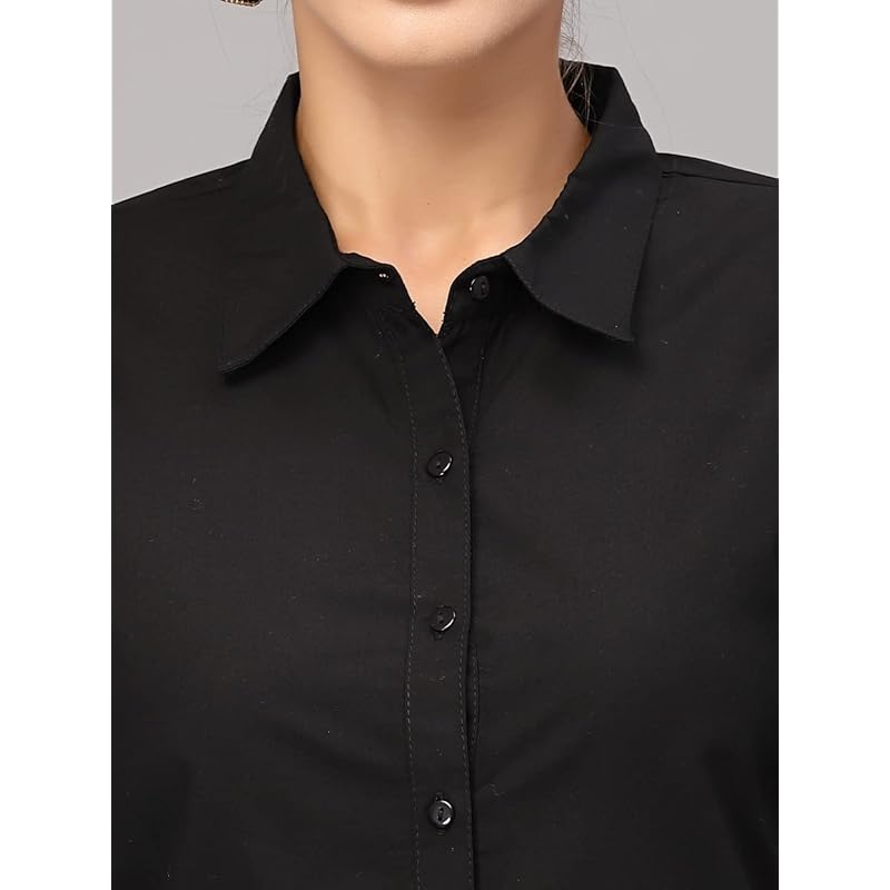 

Style Quotient Women Solid Black Polycotton Regular Formal Shirt S