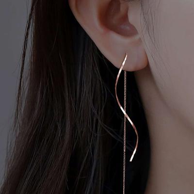 Damenmode-Accessoires, lange Quasten-Einfädler-Ohrringe für Frauen, wellenförmig, einfache lange Kette, Ohrring, Hochzeit, Party, Schmuck