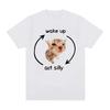 Wake Up Act Silly Meme Graphic T Shirt Funny Cute Cat Print Short Sleeve T-shirt Unisex Women Casual Popular Short Sleeved T-shirt Unisex