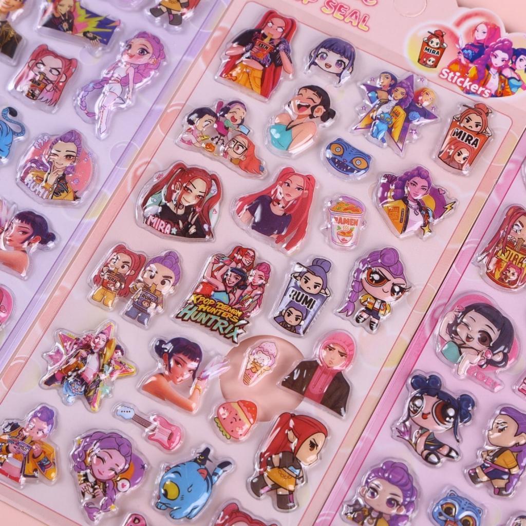KPOP Demon Hunters Group 3D Embossed Cute Cartoon Stickers Self Adhesive Creative Decorative Supplies for DIY Children's gifts