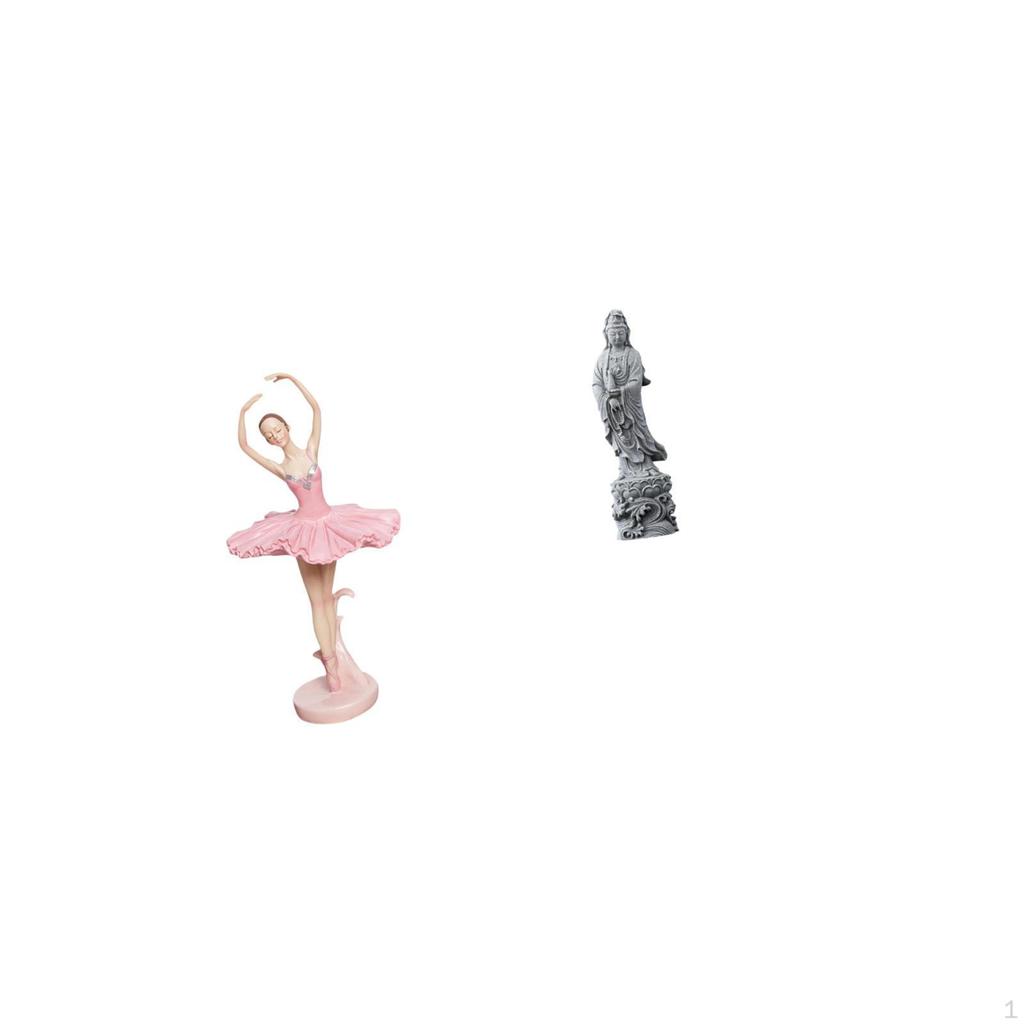 Ballerina Figurine Resin Girl Sculpture Collectible Feng Shui Buddhist Decoration for Office Study