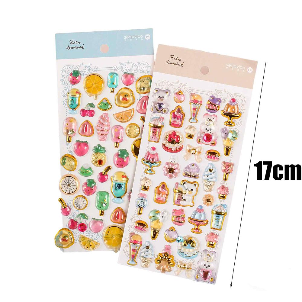 

2pcs Aesthetic Hot Stamping Cute Fruit Snack Animal Embossed Stickers Pop Seal for Scrapbooking Craft Supplies Stickers