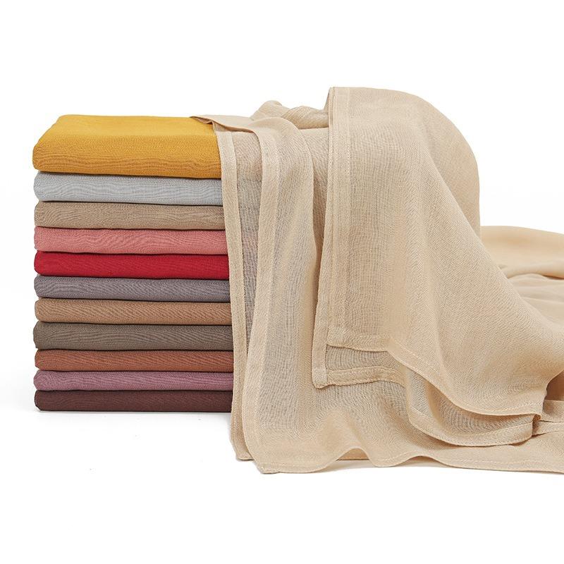 Autumn new solid color hot-selling Malay Indonesian cotton headscarf, monochrome wide-brimmed thin Modal breathable scarf