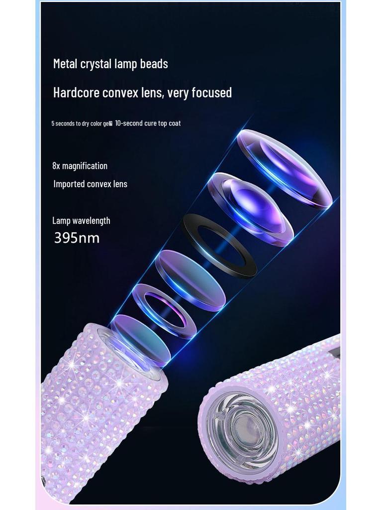 Portable Rechargeable Rhinestone Nail Art Phototherapy Lamp with Dual Light