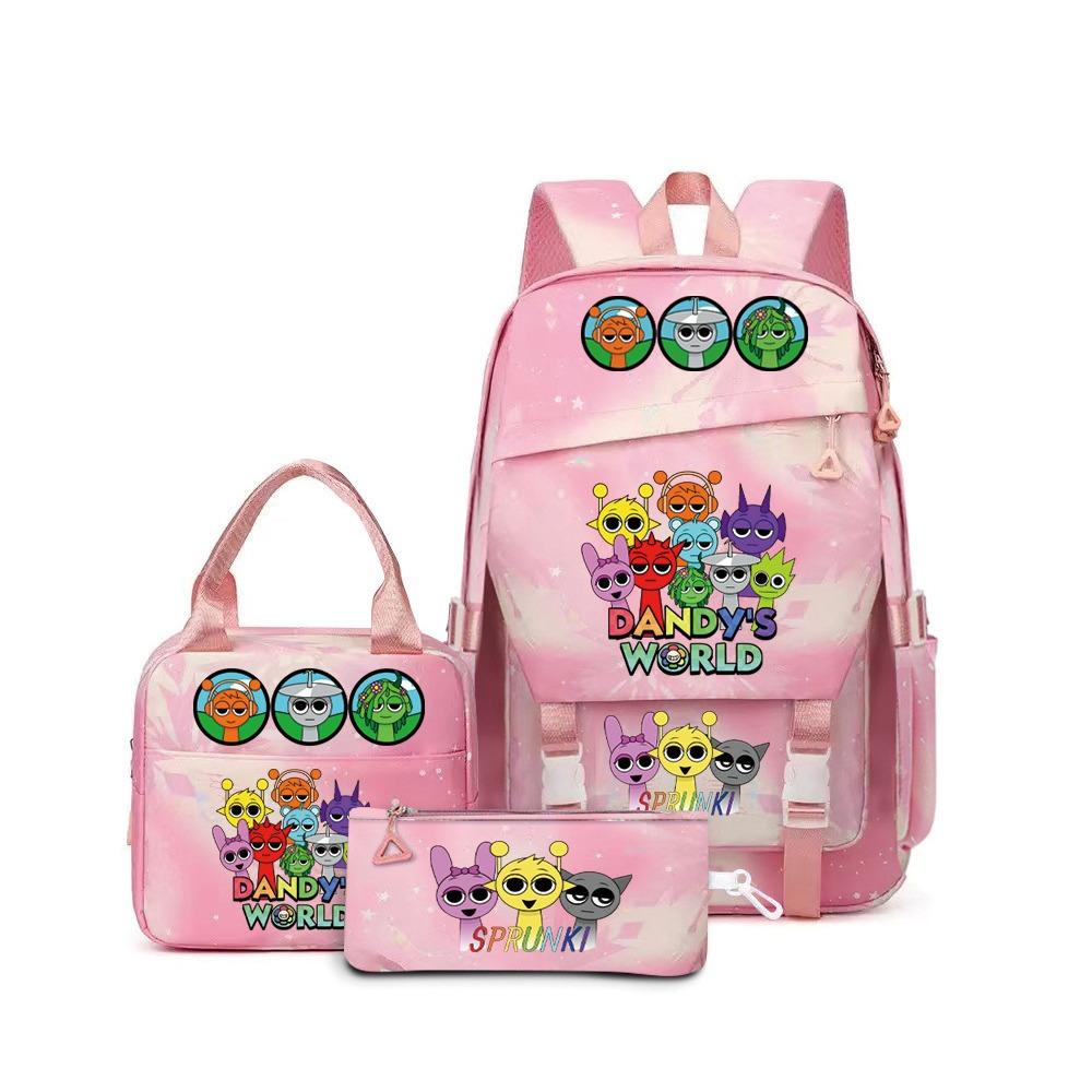 New rhythm box music game schoolbag backpack pencil bag three-piece set student heat transfer backpack