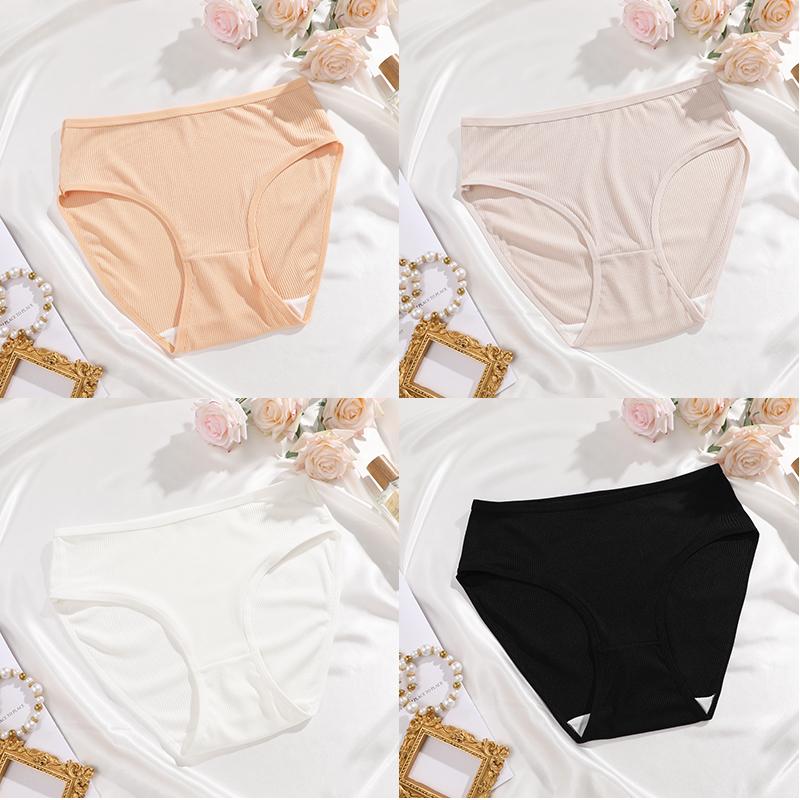 FINETOO 4 Stück/Set Sexy Damen Slips mit mittlerer Taille Sexy Atmungsaktive Unterwäsche Hochelastische Sportslips Mädchen Bequeme Lingerie