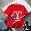 Super Mario  Anime Birthday Lucky letter AZ Print T Shirt Cute Children Clothing Tops Toddler Tees Casual Clothes Tops Tees