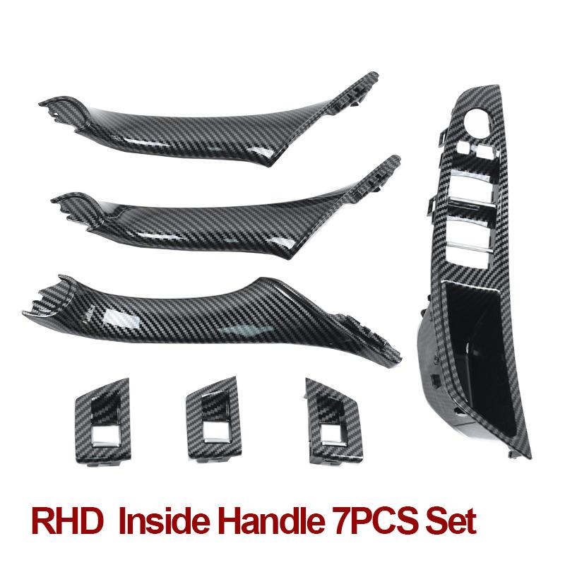 LHD RHD Carbon Fiber Interior Door Pull Handle 7PCS Set For BMW 5 Series F10 F11 F18 520i 523i 525i 528i 535i