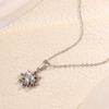 New sunflower high version colored titanium steel necklace women's simple niche diamond-set silver pendant collarbone chain jewelry