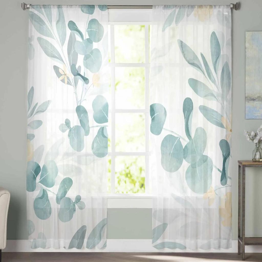 Blumen Pflanzen Blume Aquarelle Sommer Schlafzimmer Vorhänge Tüll Sheer Vorhang Wohnzimmer Home Decor Voile Vorhänge