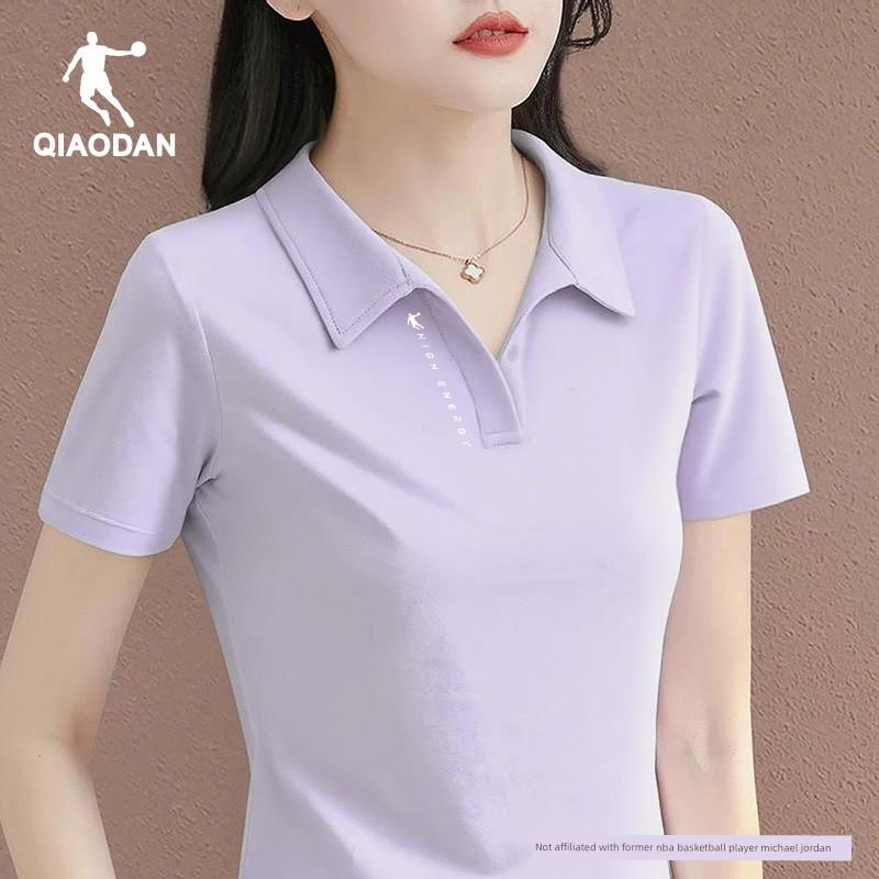 Jordan Short-Sleeved Women's 2026 Summer New Style Lapel Polo Shirt Purple Age-Reducing Women's Breathable Sports T-Shirt Half-Sleeved