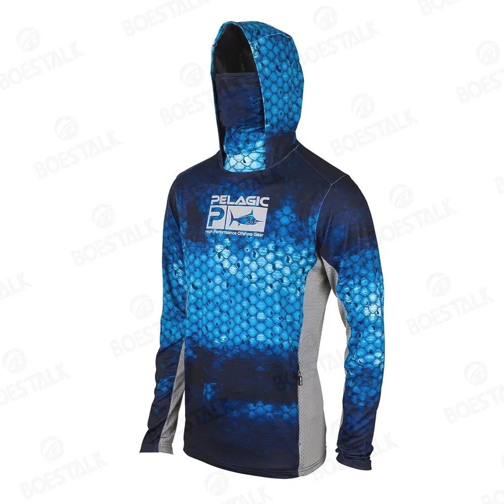PELAGIC camouflage fishing suit for men and women long-sleeved mask hoodie sun protection breathable fishing suit can be