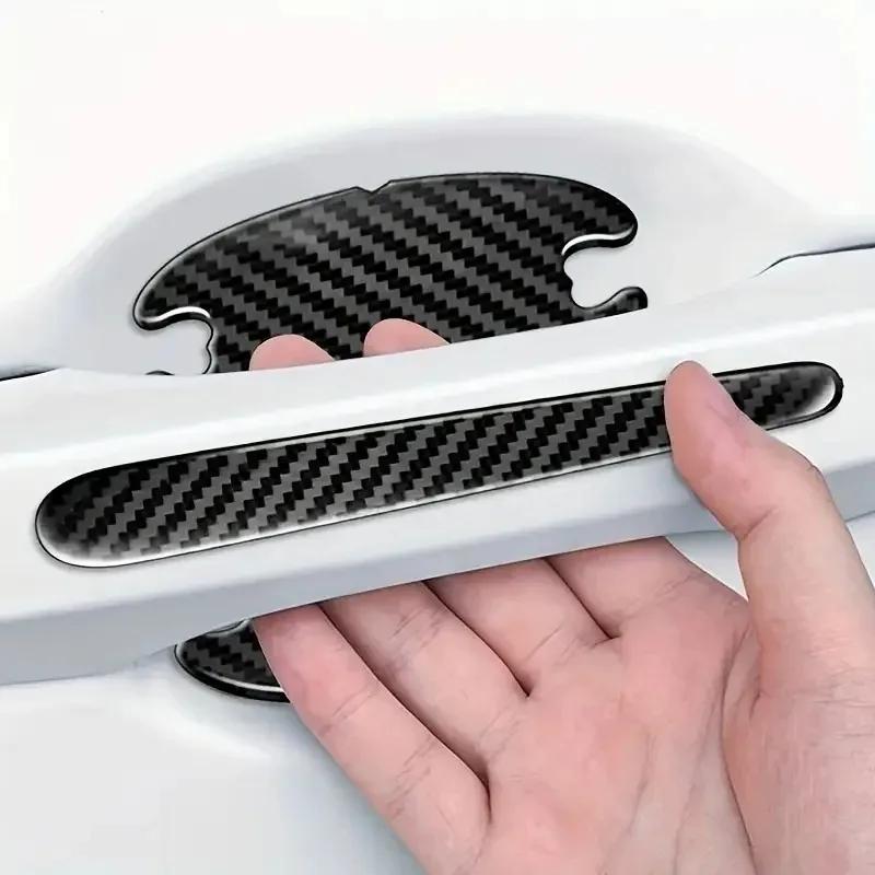 Car Door Handle Bowl Protective Stickers Carbon Fiber Pattern Decals Car Body Anti Collision Scratch Protector Sticker
