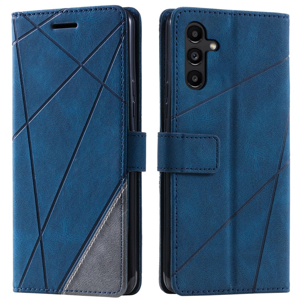 For Samsung Galaxy S24 FE Case Imprinted Lines PU Leather Splicing Wallet Phone Cover