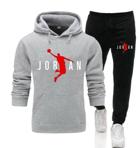 Men's Autumn Basketball Print Hoodie & Pants Set - Street Casual Warm Sportswear