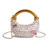2025 Fashion Exquisite Shining Diamonds Acrylic Hasp Shell Shoulder Bags High Quality Personality Chains Women's  Crossbody Bags