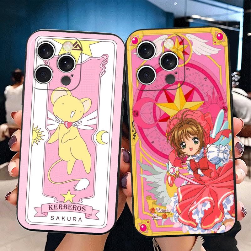 Cardcaptor Sakura Cute Girl Soft Phone Case for iPhone 16 16E 17 Air 15 Pro Max 14 Plus 13 Mini 11 12 7 Black Cover Back Shell